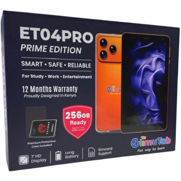 Elimutab ET04 Pro Prime Edition, 2GB/32GB, Kids Tablet with Cellular, Wi-Fi, KICD, CBC